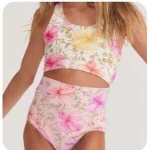 Girls Loveshack Fancy x Hurley Floral Cutout One-Piece Swimsuit